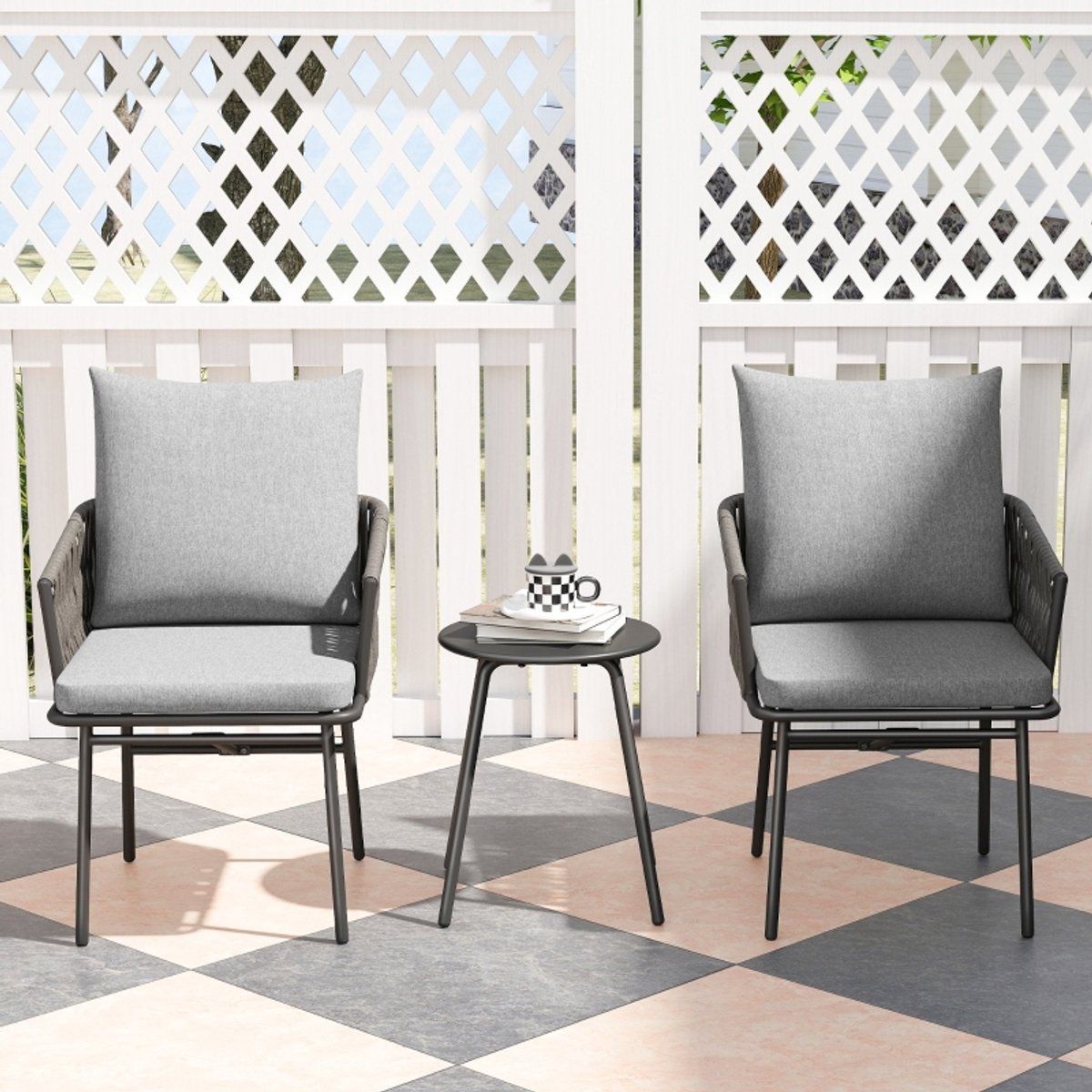modfu 3 delige rotan bistroset 2 stoelen en bijzettafel