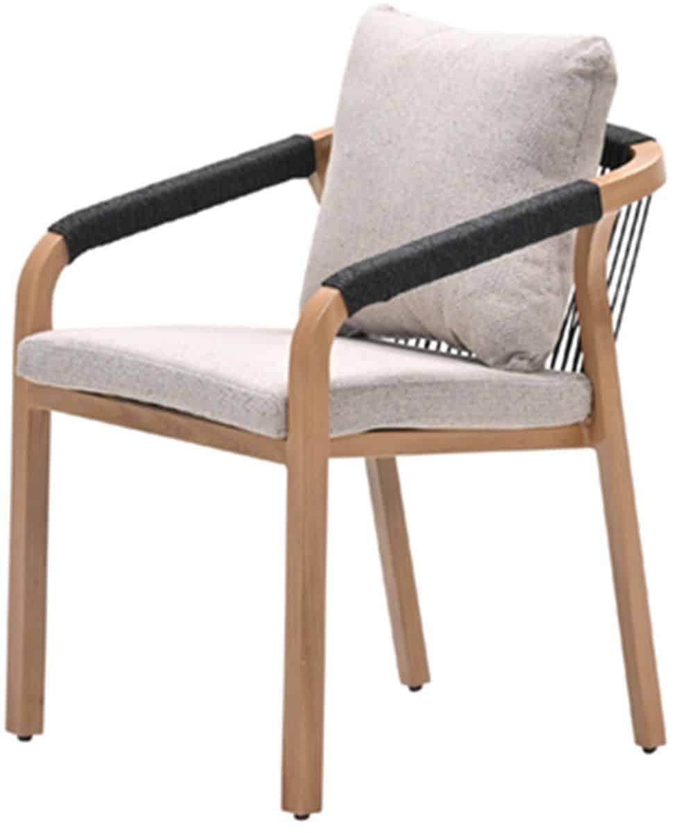 monti dining fauteuil light teaklook rope lava zwart
