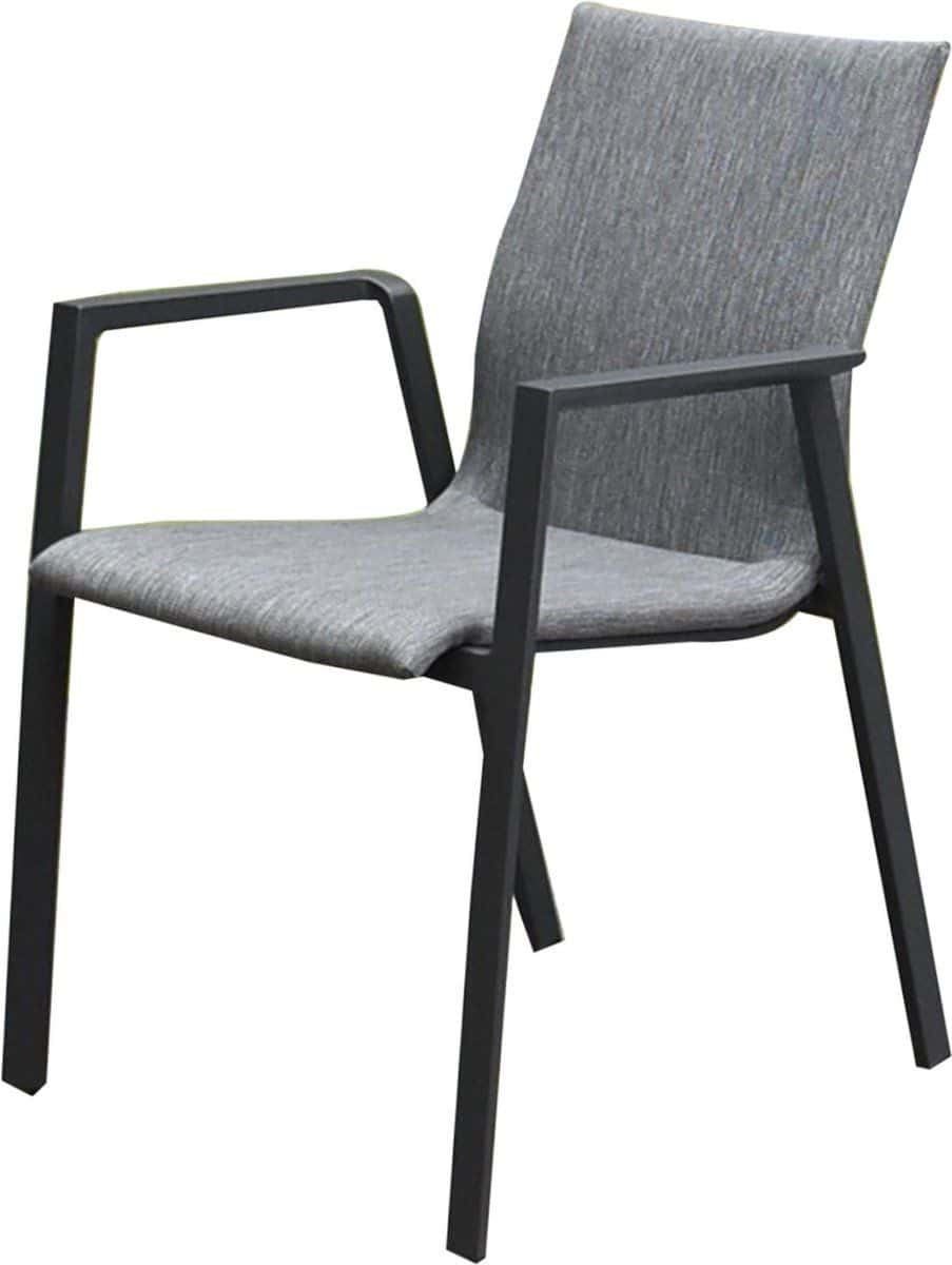 nancy dining tuinstoel stapelbaar antraciet aluminium textileen