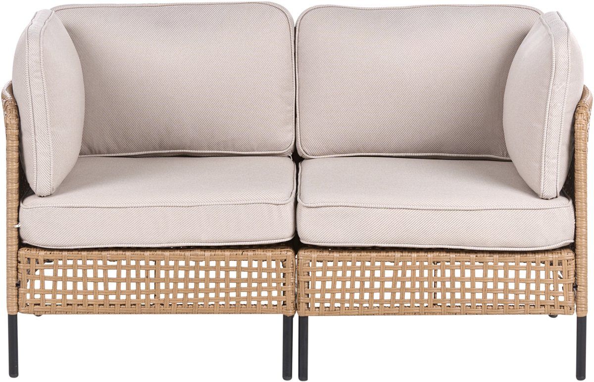omegana tweezitsbank lichtbeige pe rotan