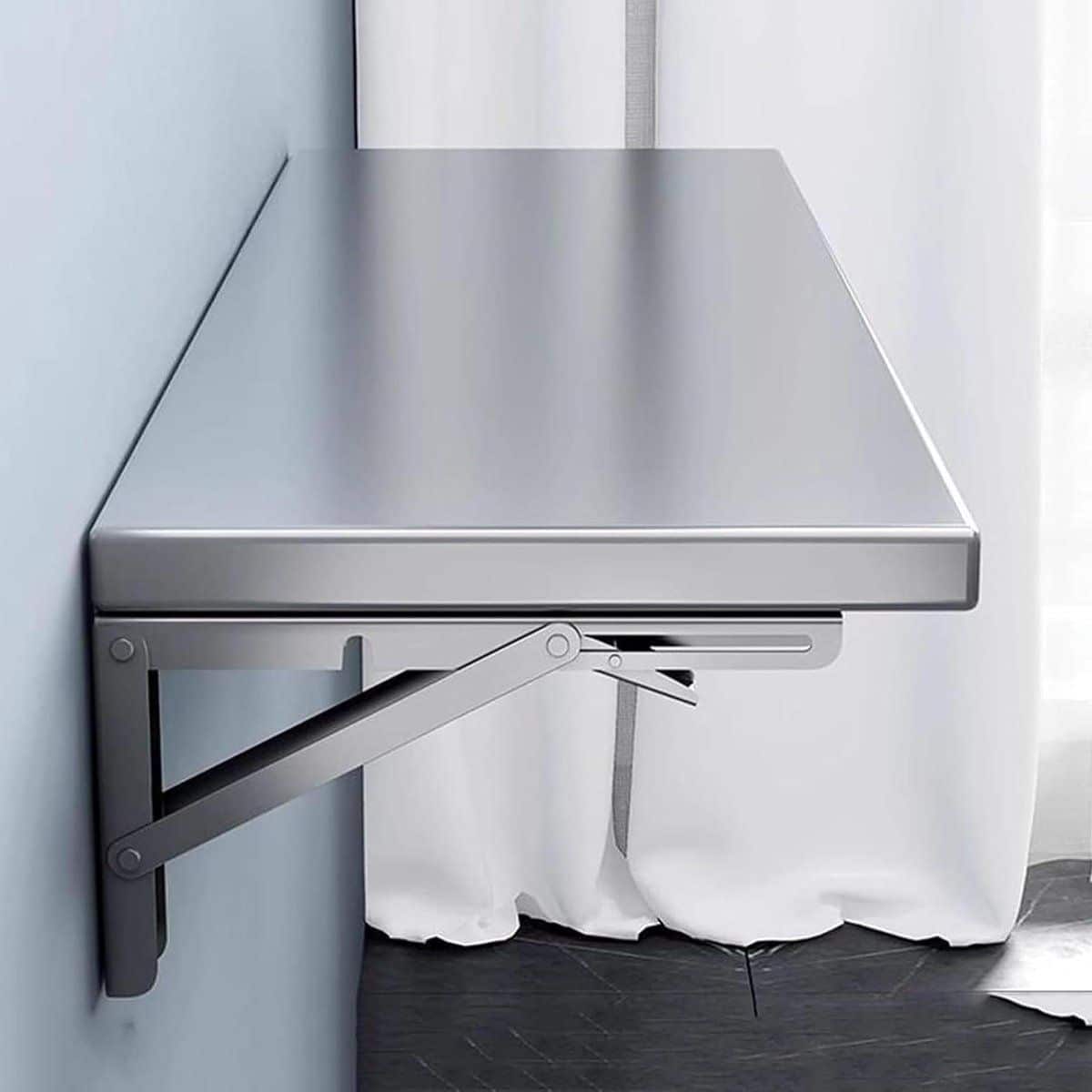 opvouwbare wandtafel klaptafel ruimtebesparend werken roestvrij staal