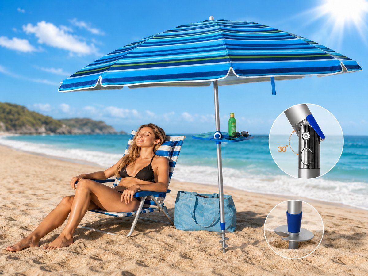 pincho luxe kleurrijke aluminium parasol model 200 licht