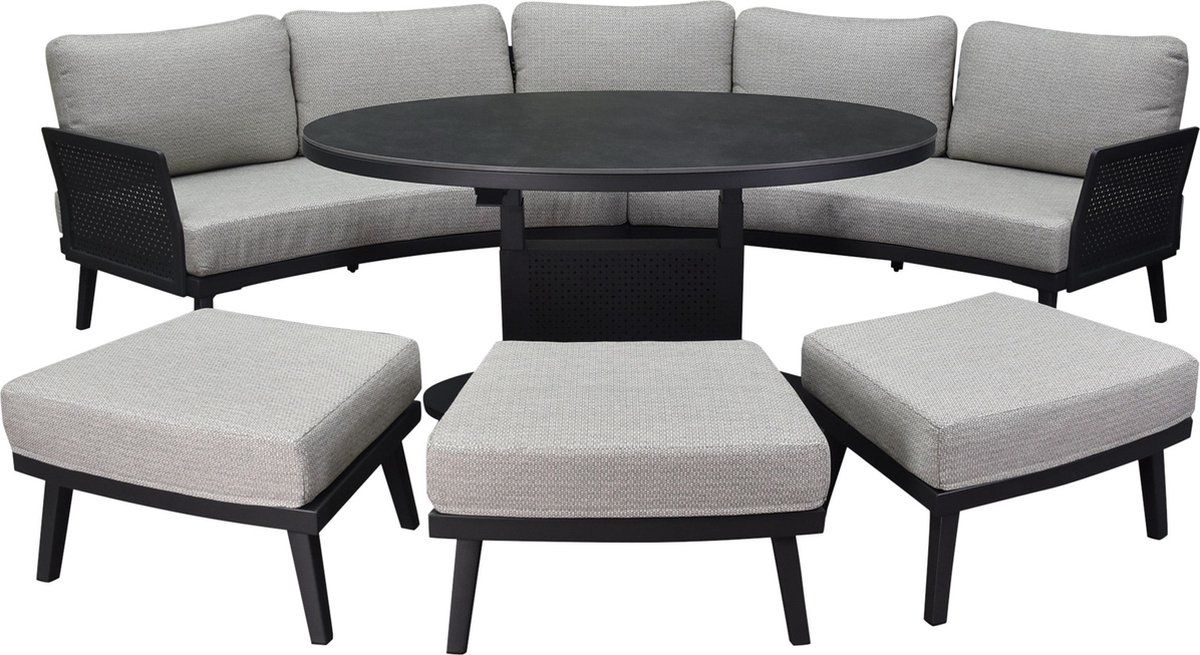 primitivo hoek loungeset 6 delig verstelbaar antraciet aluminium