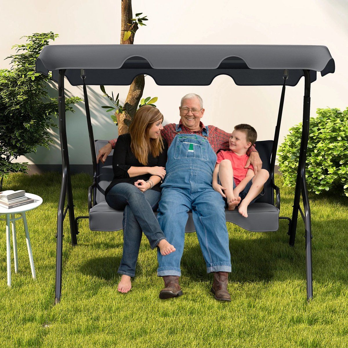 qj supply buitenschommel 3 zits schommelbank tuinschommel