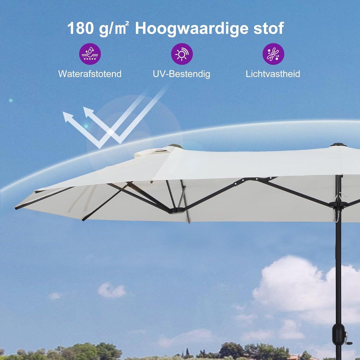 rechthoekige zweefparasol 400 x 200 cm uv bestendig met slingermechanisme &
