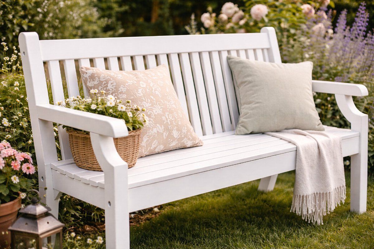 rockwood® parkbank sandwick kunststof nordic white 1.20m 1.20m montage