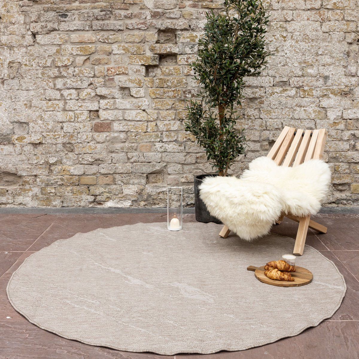 rond buitenkleed marble naturel/wit dubbelzijdig eva interior