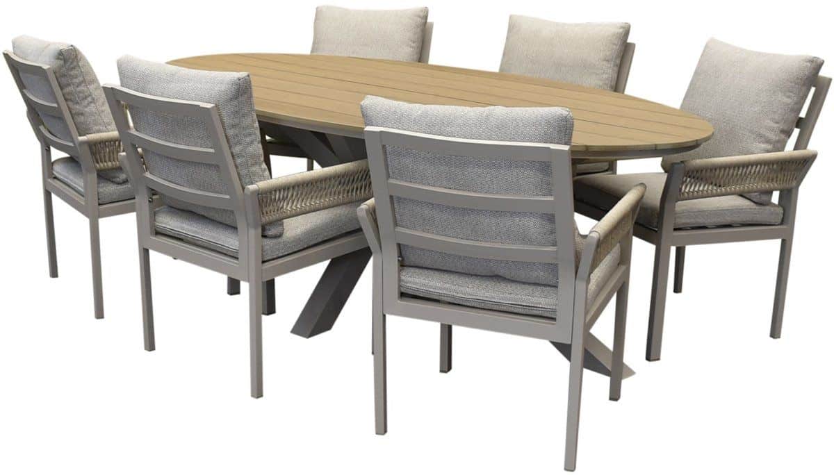 saigon salvador dining tuinset ovaal 220x115xh75 cm 7 delig polywood