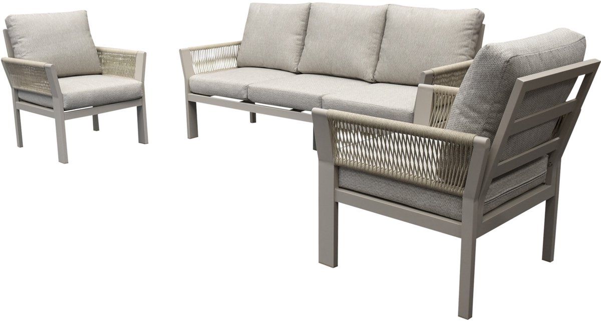 saigon stoel bank loungeset 3 delig latte zand aluminium