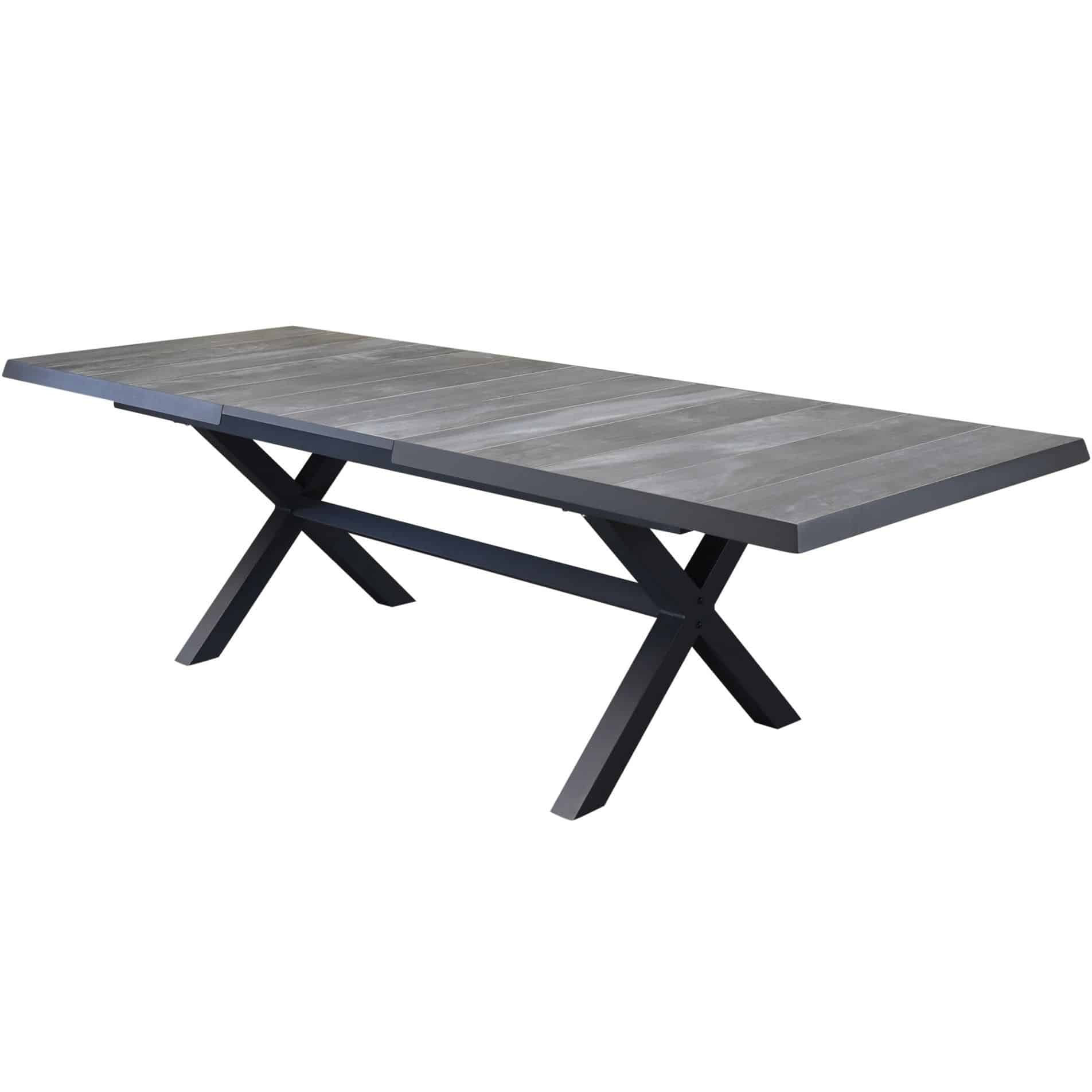 san diego uitschuifbare dining tuintafel 204 264x100xh74 cm met kruispoot antraciet
