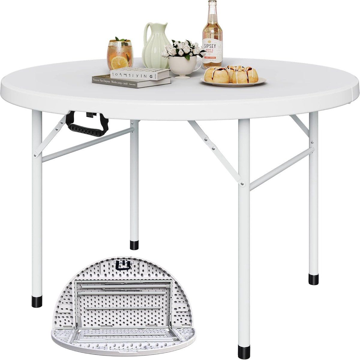 snelshoppen ronde klaptafel 122 cm voor buiten en binnen