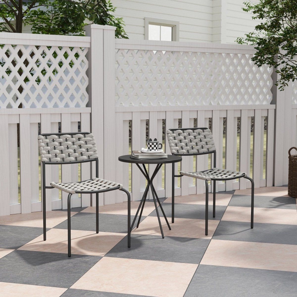 stilvora tuinmeubelset 3 delig 2 persoons stapelbare stoelen met