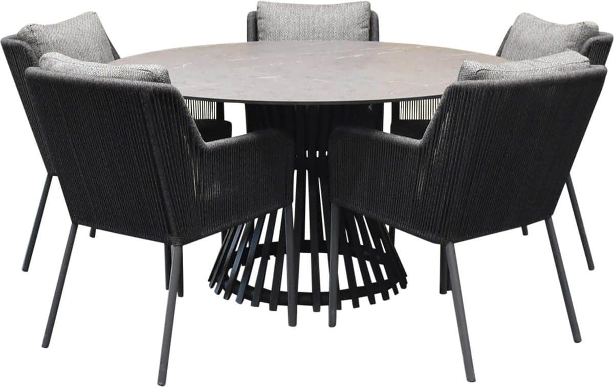 sussex pasadena dining tuinset 140xh75 cm rond 6 delig aluminium