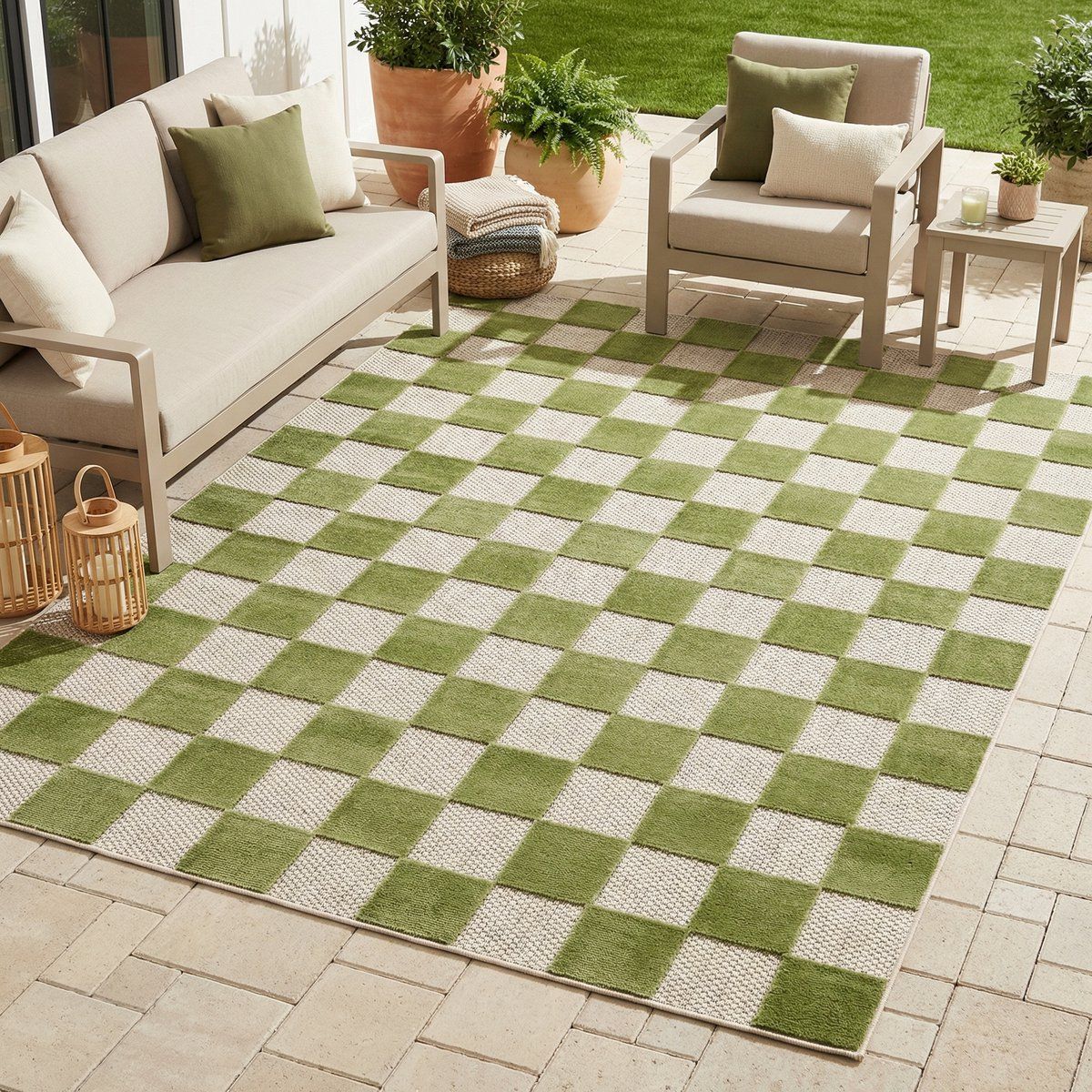 tapiso checker buitenkleed weerbestendig buitentapijt balkon tuin terras