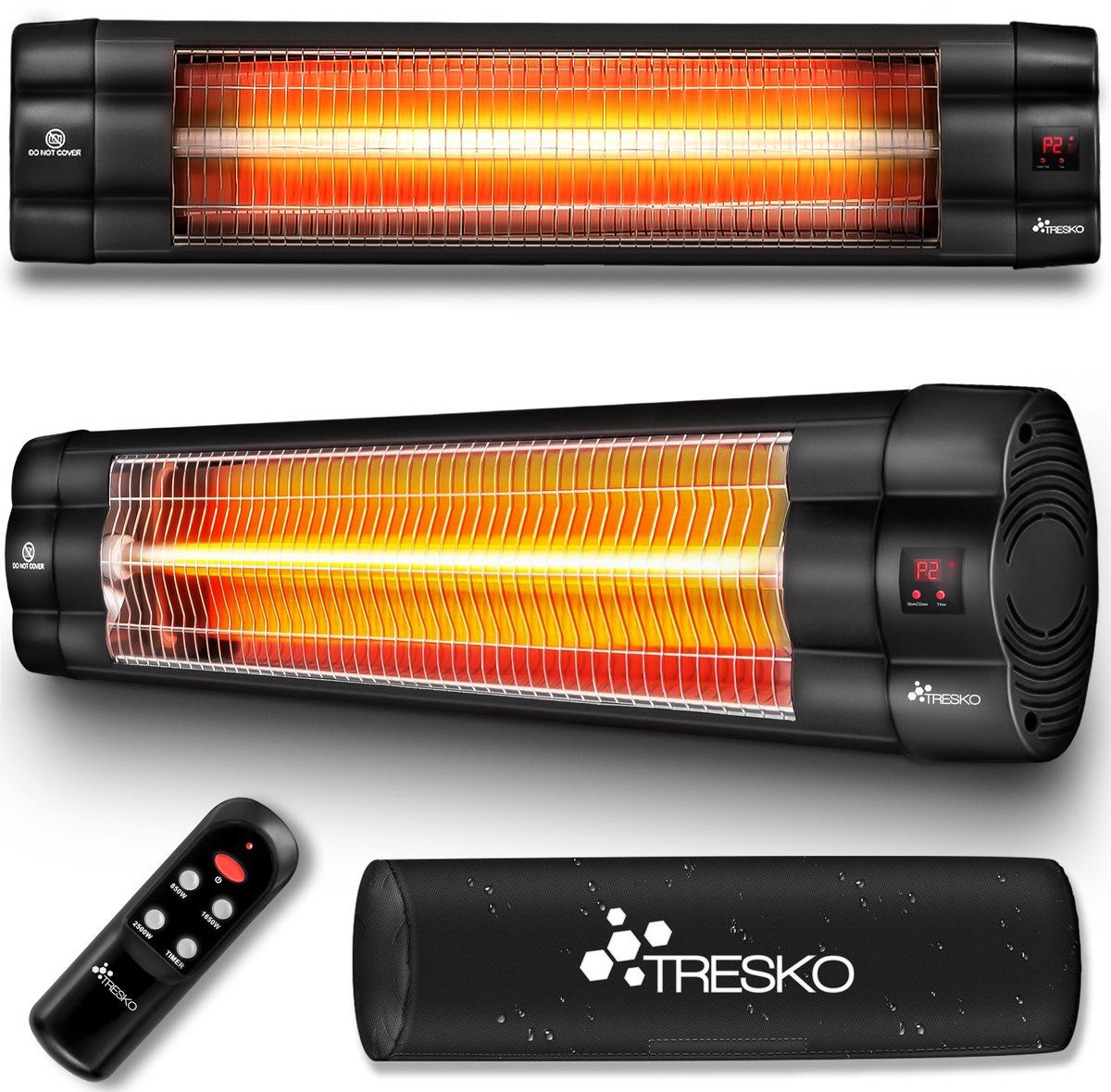 tresko infrarood warmtestraler, 2500 w, met afstandsbediening, elektrische warmtestraler voor