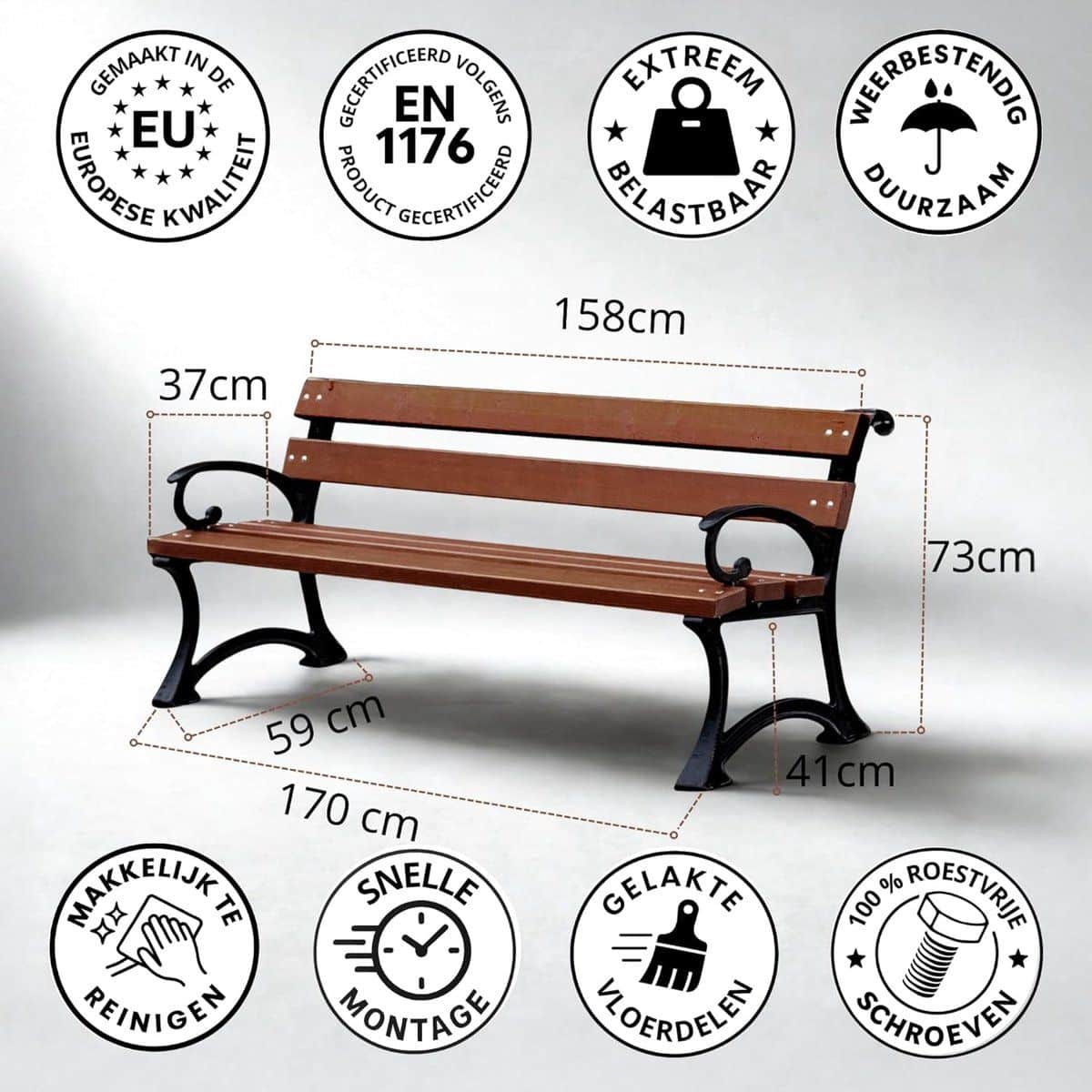 tuinbank 170 x 59 x 73 cm robuuste houten
