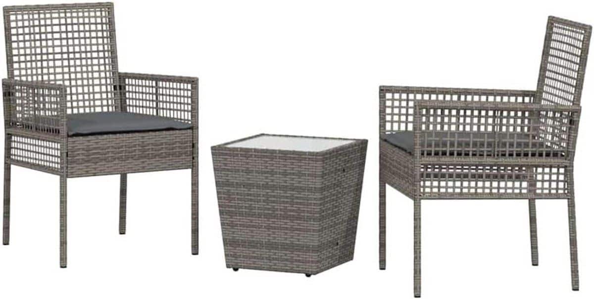 tuinmeubelset polyrotan bistroset kussens buiten ontspannen veiligheidsglas