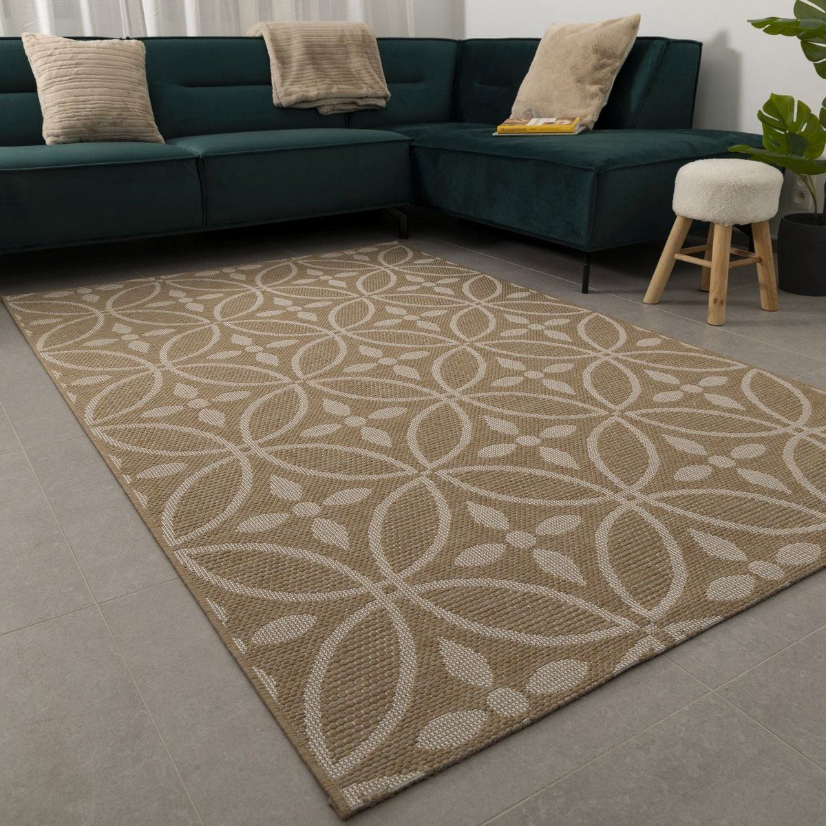 vloerkleed buiten buitenkleed laagpolig beige vloerkleed koho outdoor tapijt