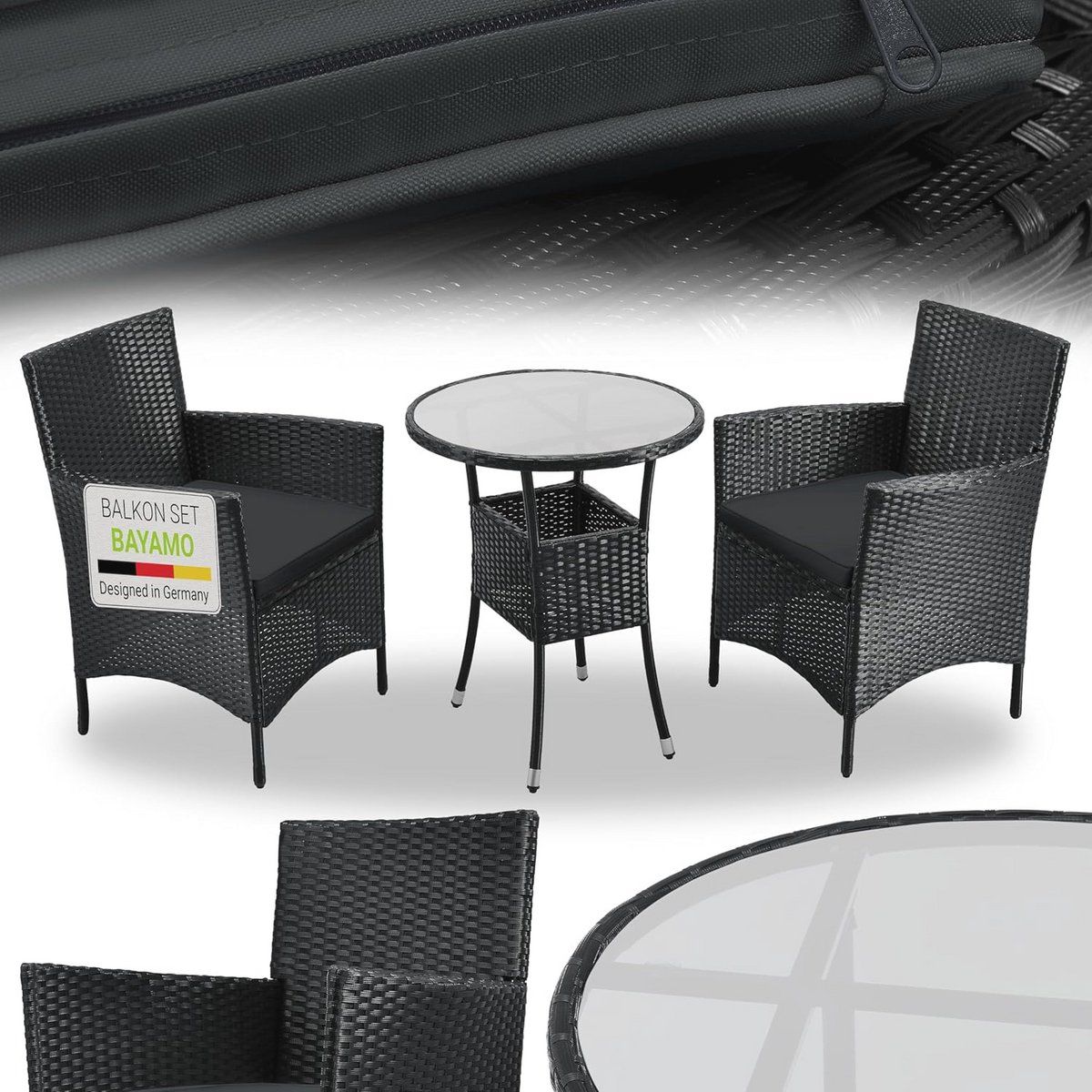 weerbestendige balkonset voor 2 personen met tafel en stoelen in