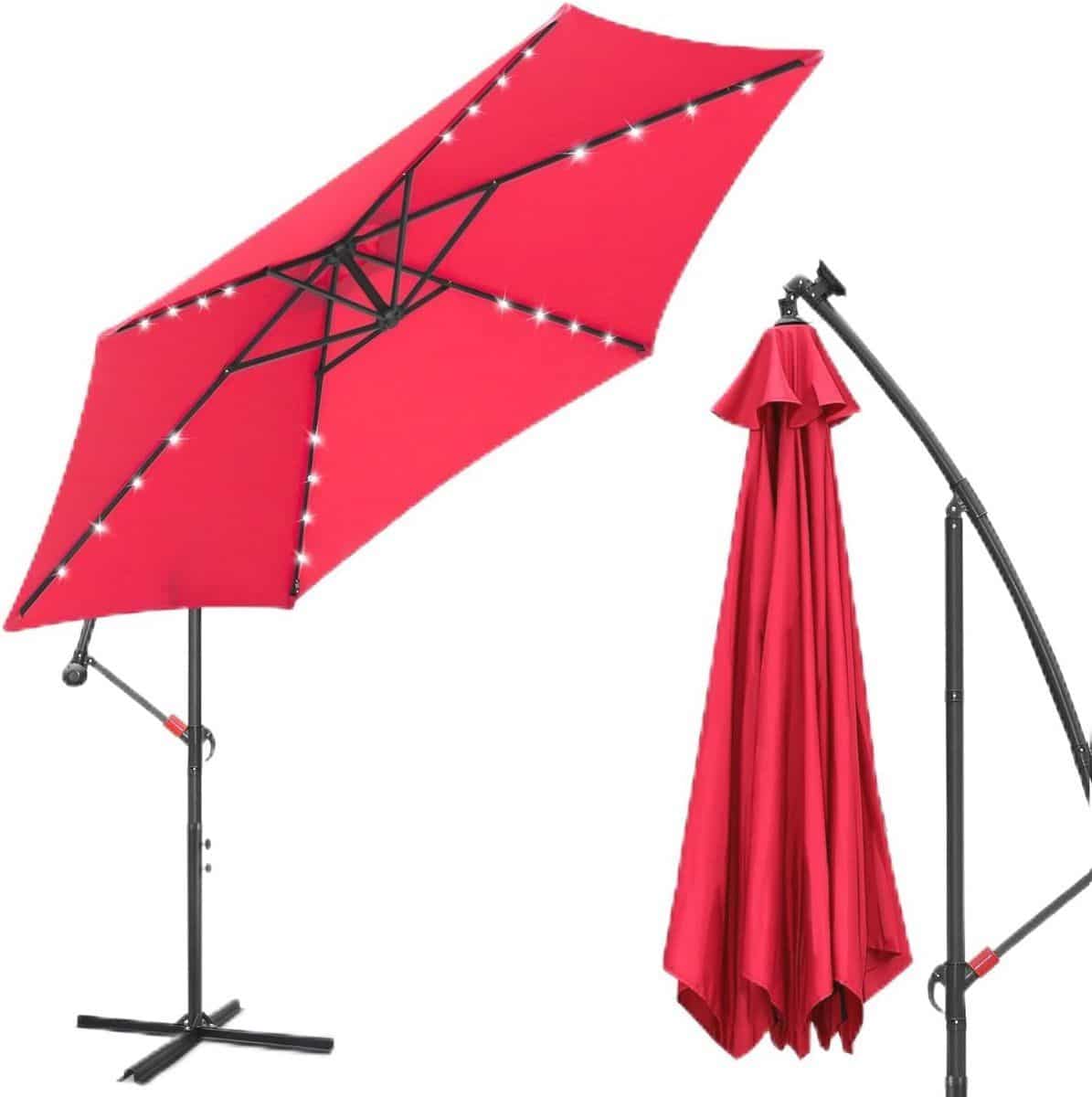 zonnescherm met led verlichting zonne energie parasol Ø 350 cm