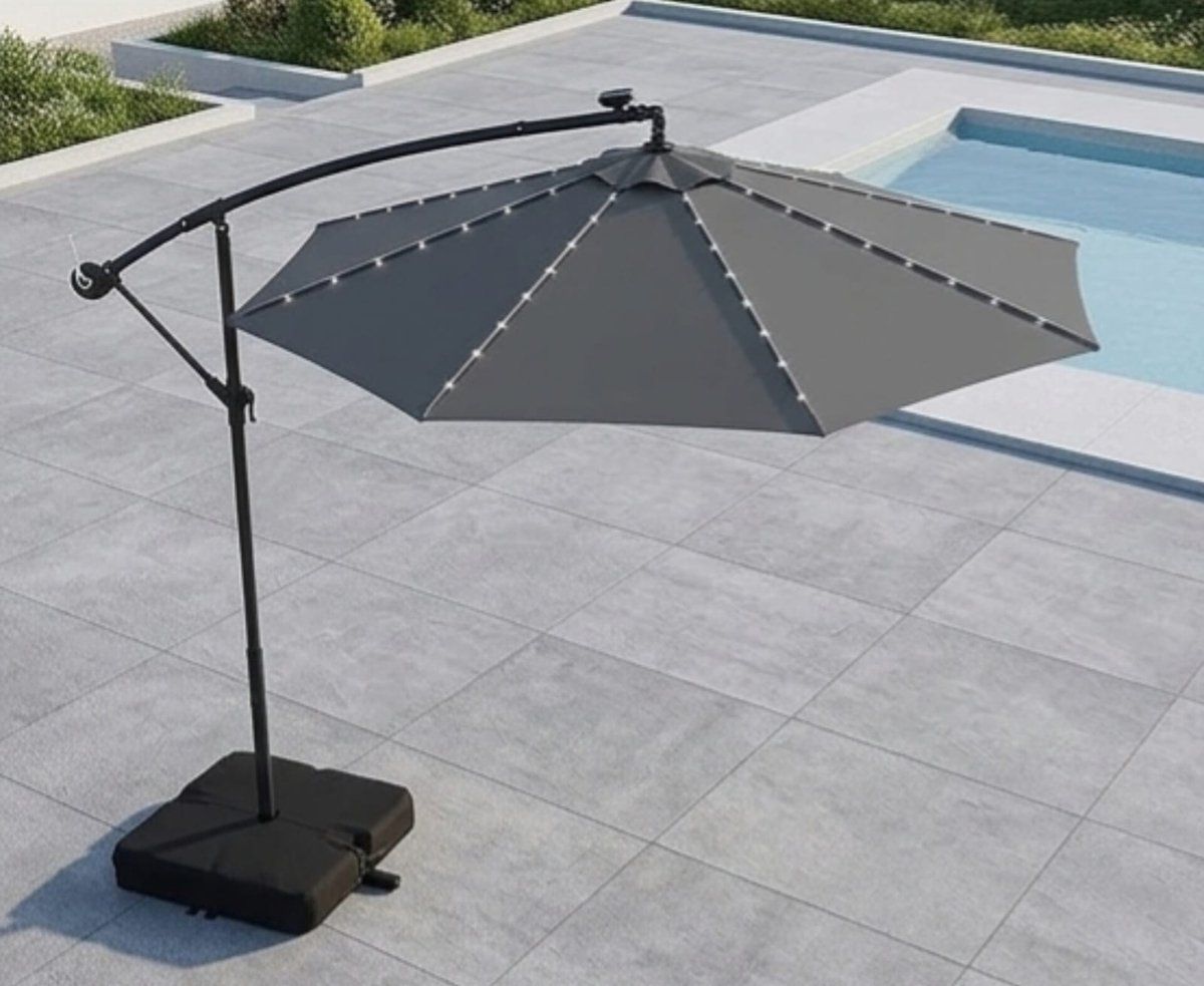 zweefparasol 300 cm met led grijs novihome