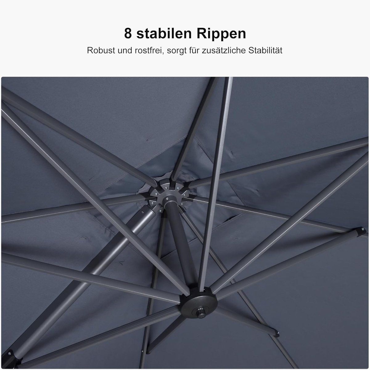 zweefparasol 300×300 cm met led verlichting & zonnepaneel
