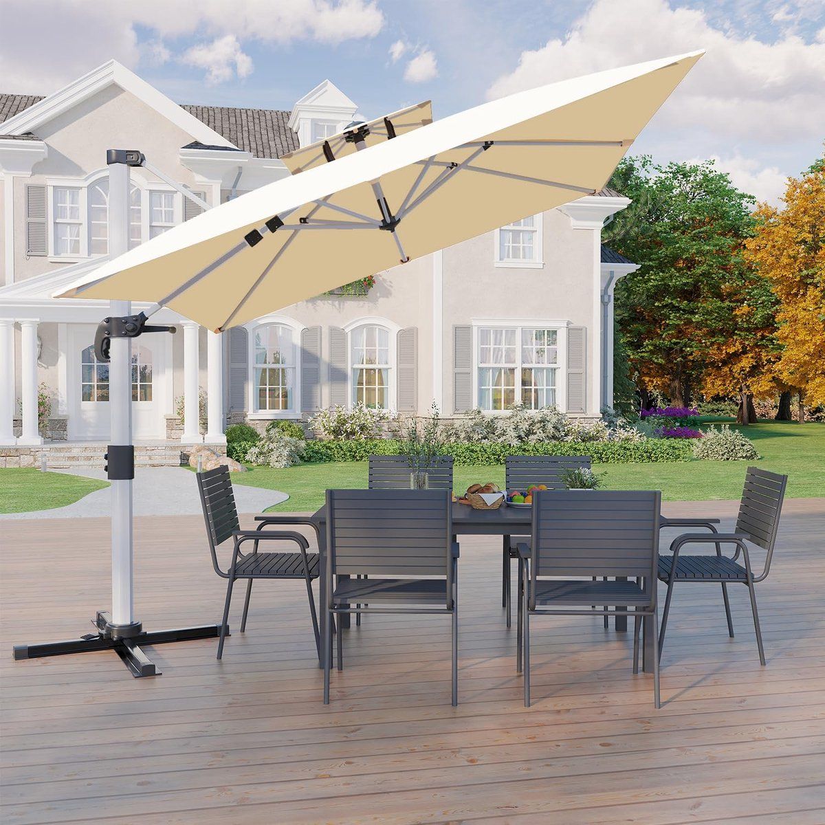 zweefparasol 300×400 cm xxl 360° draaibaar, kantelbaar, uv50+ zonwering