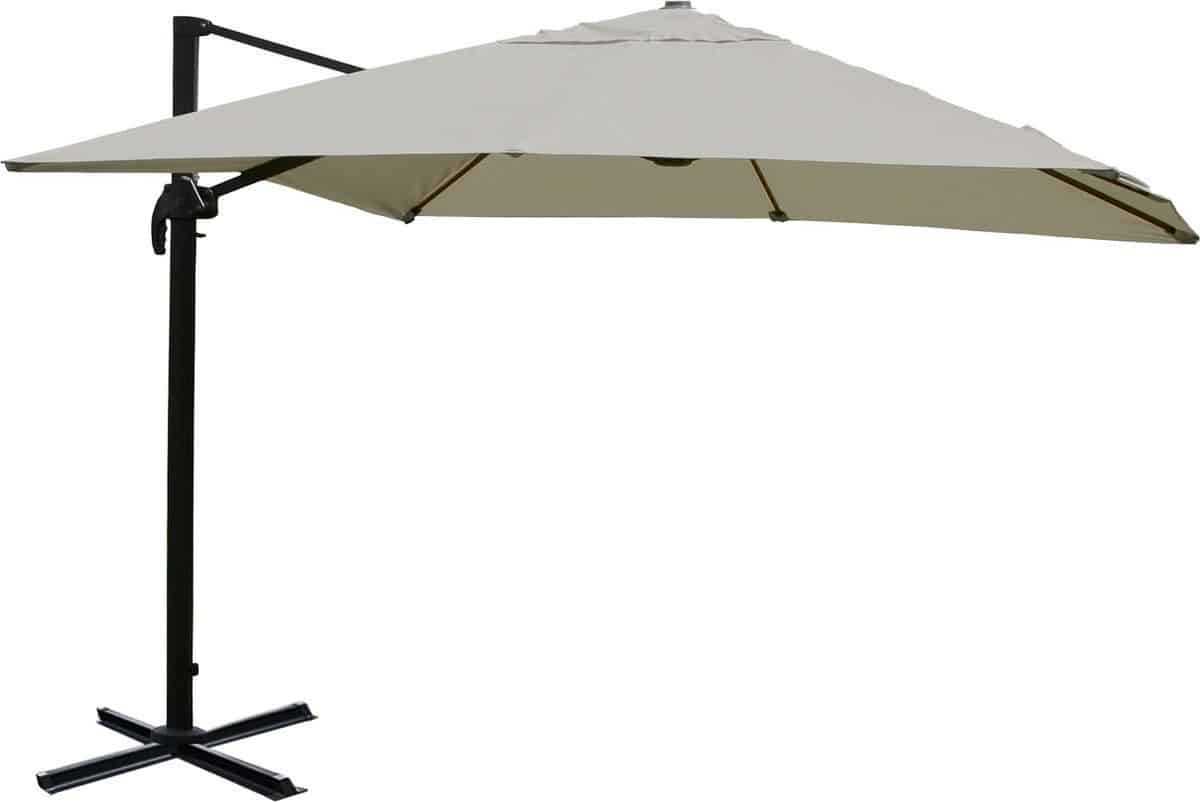 zweefparasol mcw a96, 3,5×3,5m (Ø4,95m) polyester aluminium/staal 25kg ~ creme