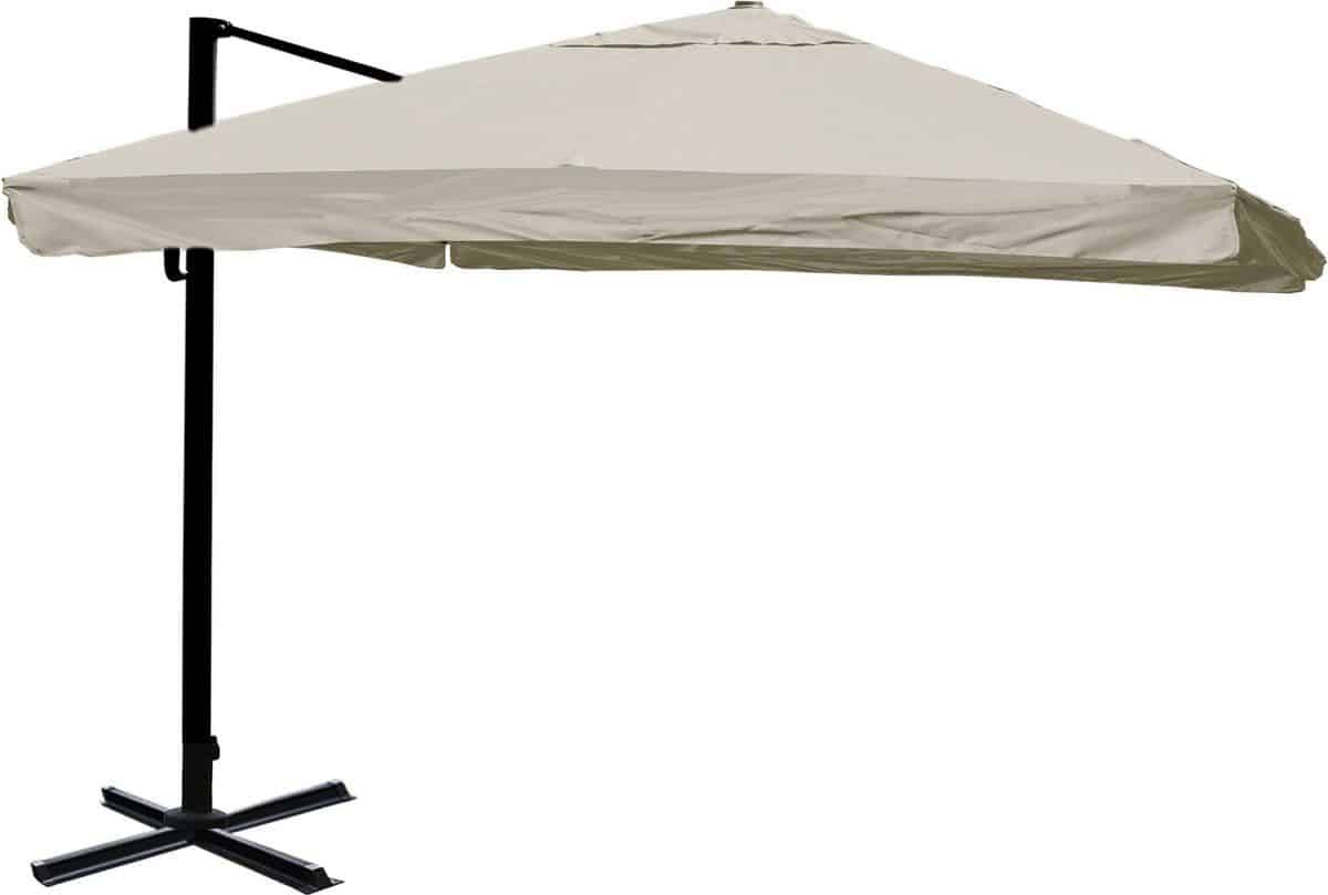 zweefparasol mcw a96, 3,5×3,5m (Ø4,95m) polyester aluminium/staal 25kg ~ flap