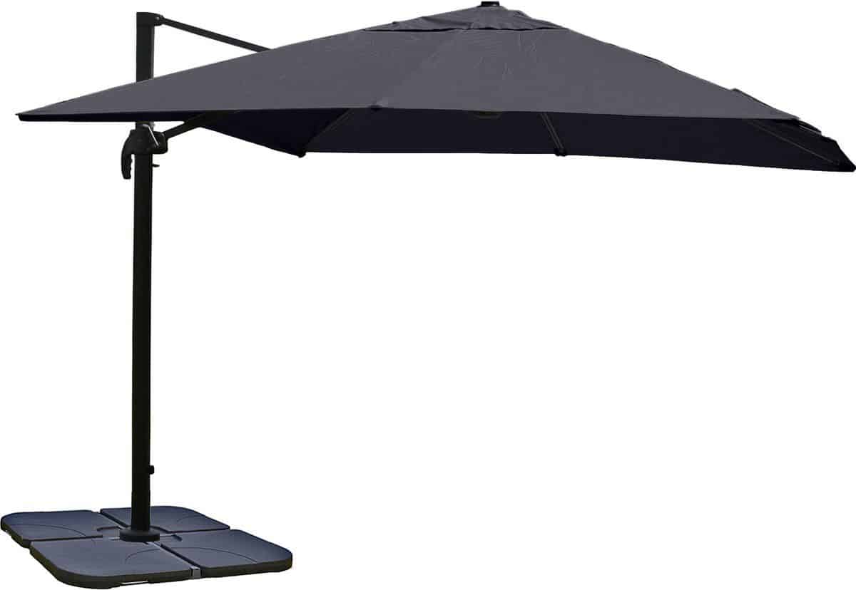 zweefparasol mcw a96, 3,5×3,5m (Ø4,95m) polyester/aluminium 25kg ~ antraciet
