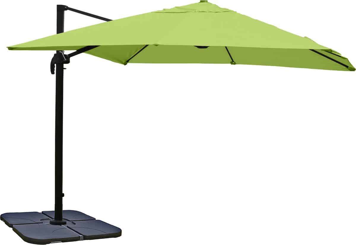 zweefparasol mcw a96, parasol, 3x3m (Ø4,24m) polyester/aluminium 23kg ~ groen met