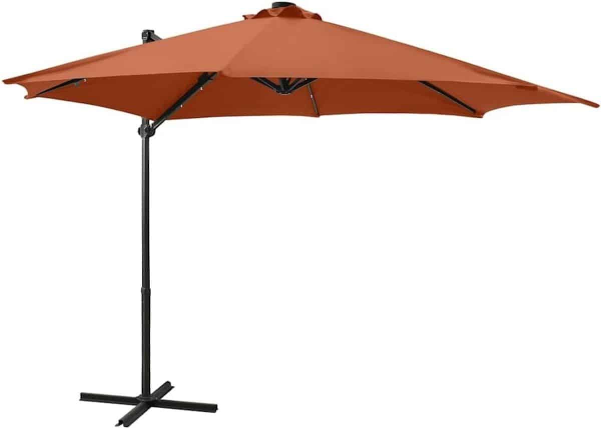zweefparasol met led tuinparasol schaduwdoek buiten zomer genieten